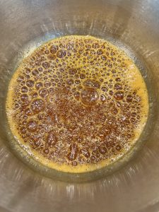 Copper color caramelized sugar