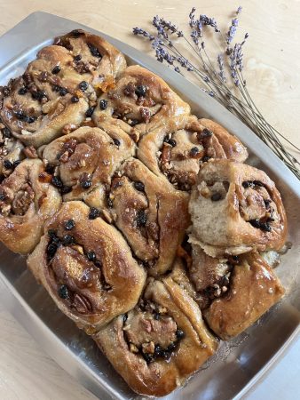 Lavender wild yeast water cinnamon rolls